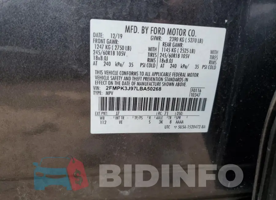 2FMPK3J97LBA50268 Photo# 14