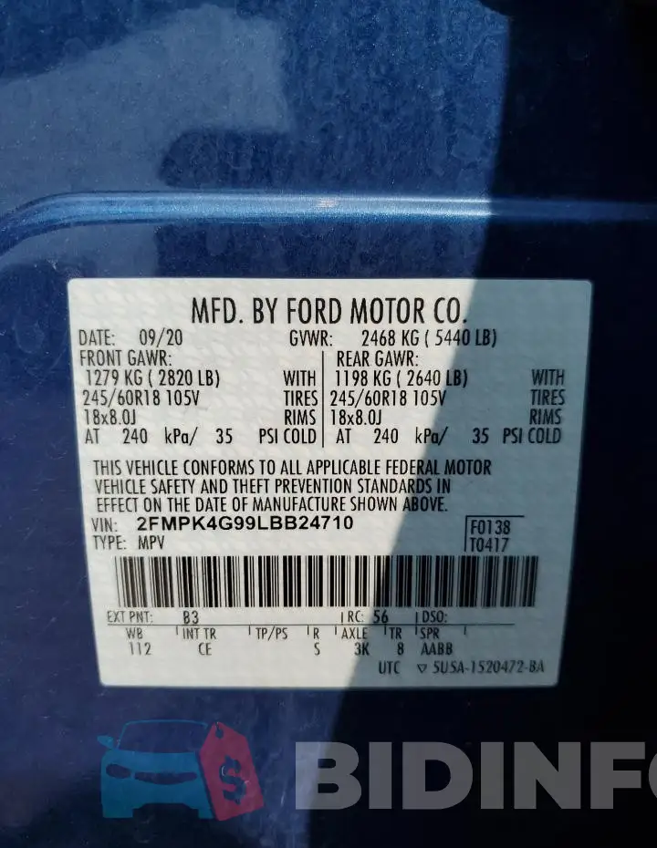 2FMPK4G99LBB24710 Photo# 13