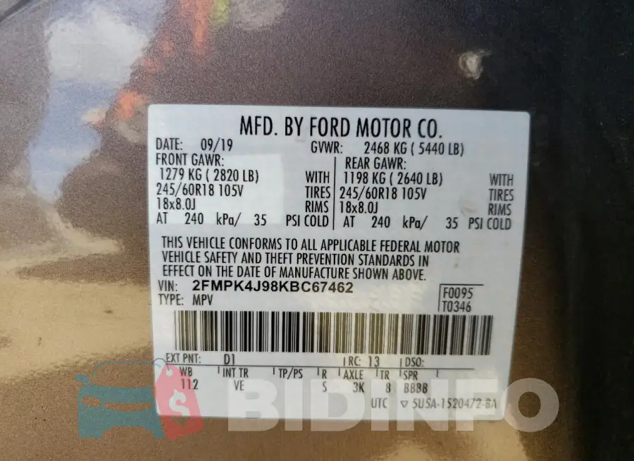 2FMPK4J98KBC67462 Photo# 14