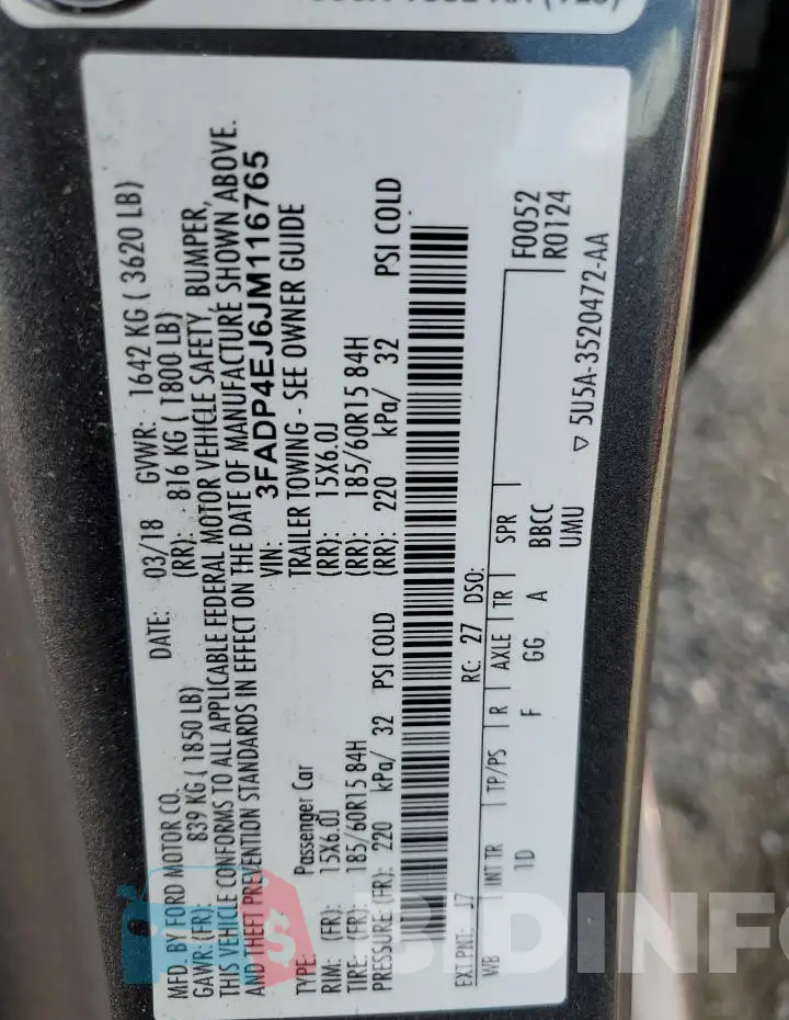 3FADP4EJ6JM116765 Photo# 12