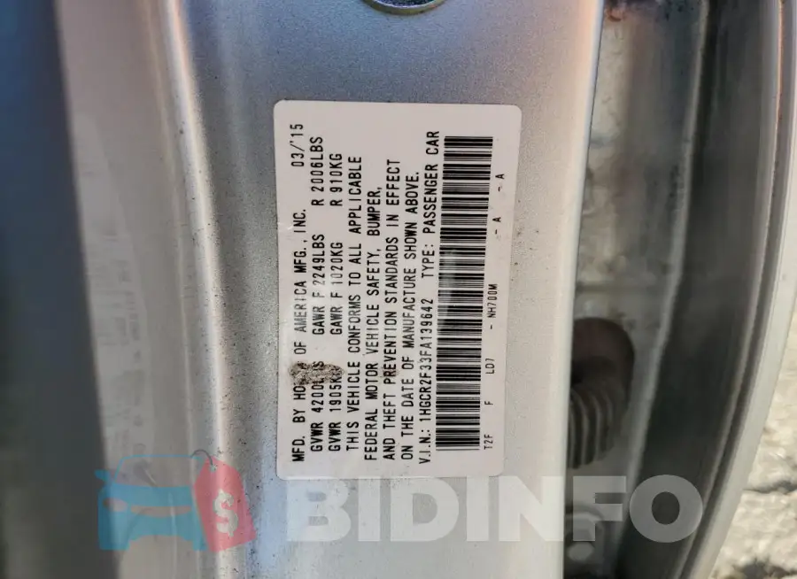1HGCR2F33FA139642 Photo# 13