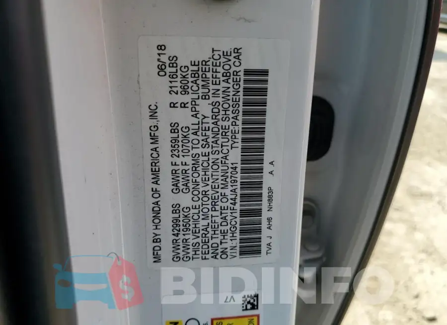 1HGCV1F44JA197041 Photo# 12