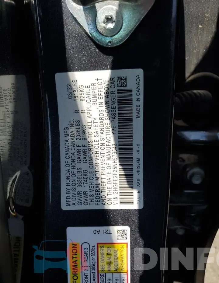 2HGFE2F25NH576543 Photo# 12