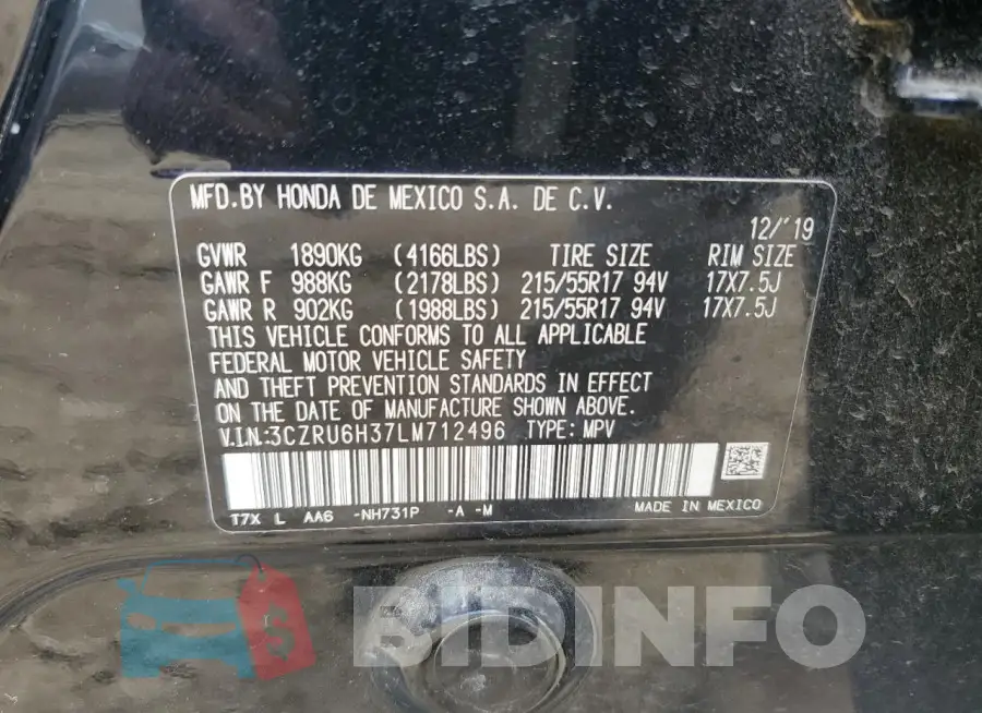 3CZRU6H37LM712496 Photo# 12
