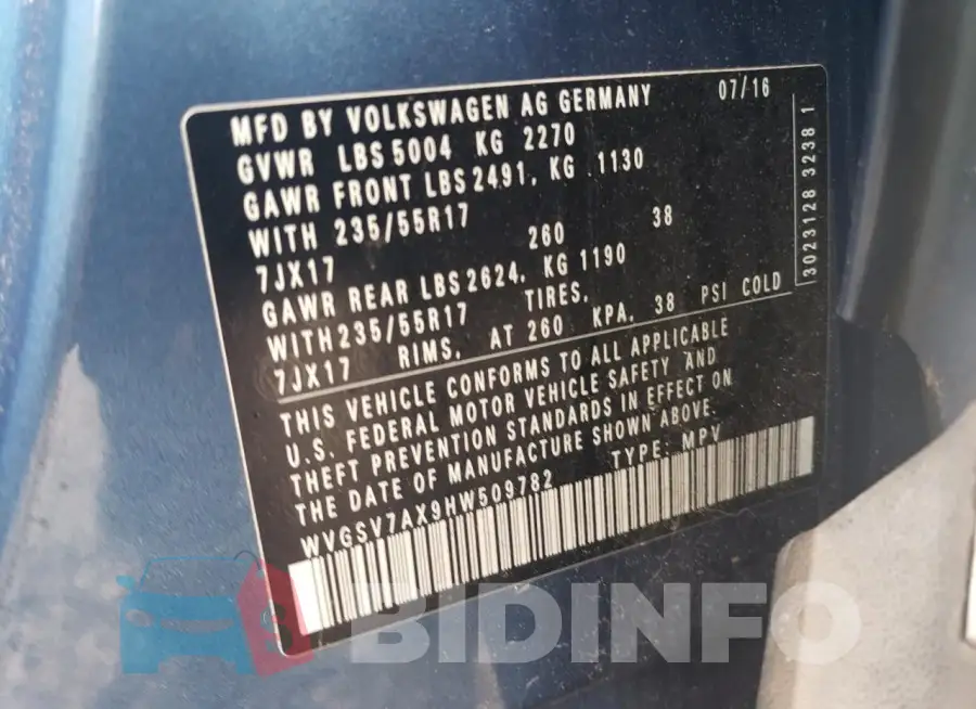 WVGSV7AX9HW509782 Photo# 13