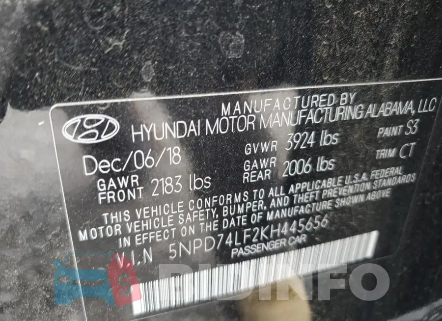 5NPD74LF2KH445656 Photo# 13