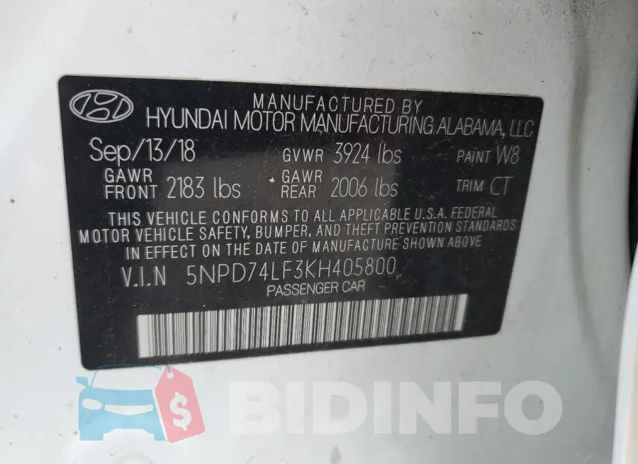 5NPD74LF3KH405800 Photo# 12