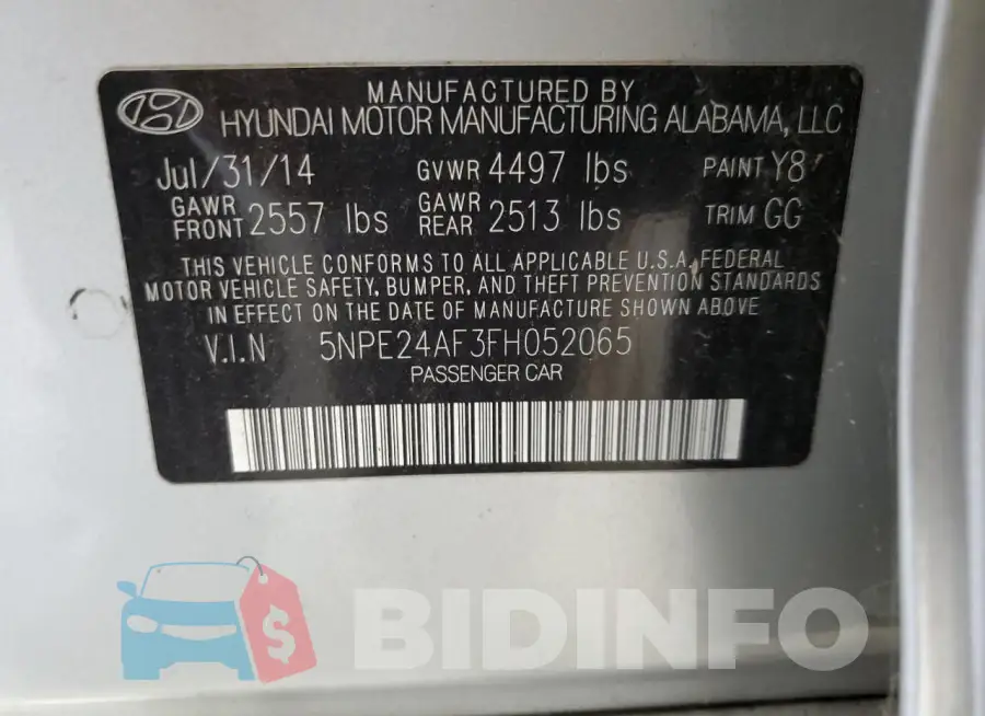 5NPE24AF3FH052065 Photo# 12