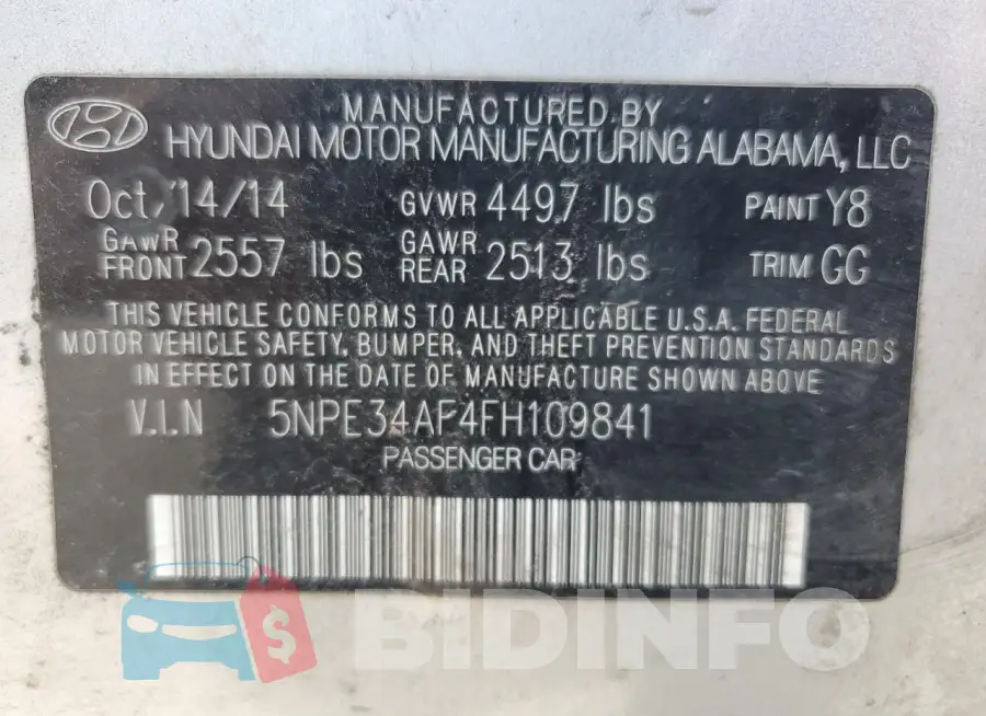 5NPE34AF4FH109841 Photo# 13