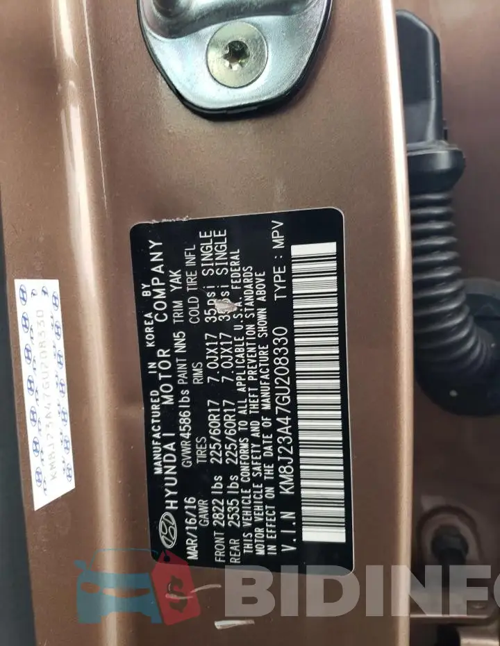 KM8J23A47GU208330 Photo# 13