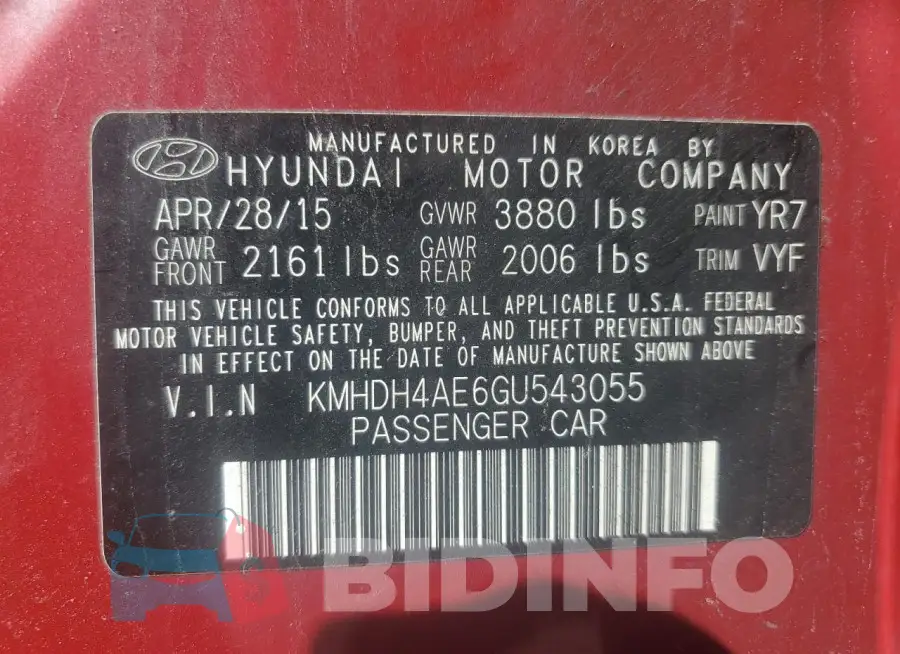 KMHDH4AE6GU543055 Photo# 12
