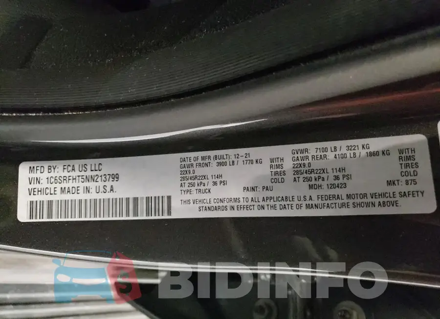 1C6SRFHT5NN213799 Photo# 12