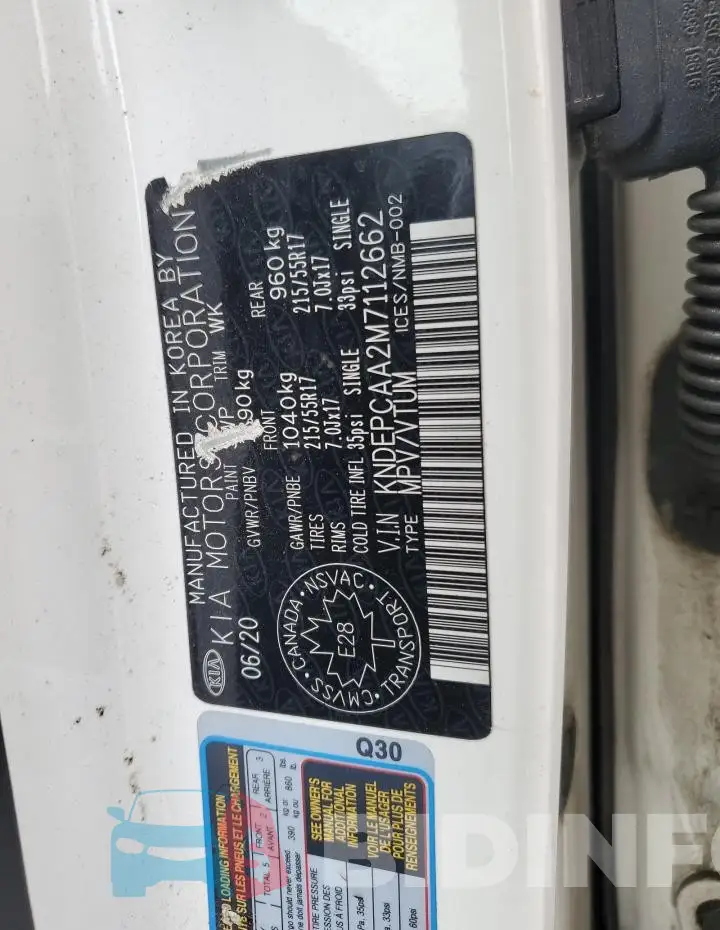KNDEPCAA2M7112662 Photo# 13