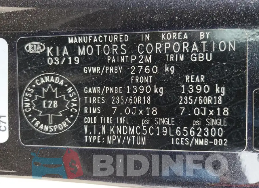 KNDMC5C19L6562300 Photo# 13