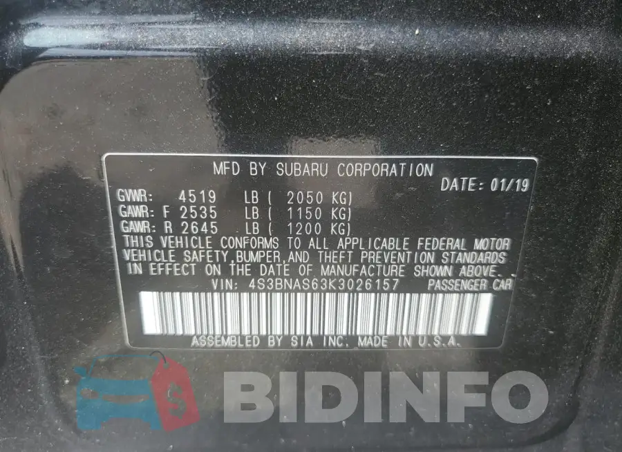 4S3BNAS63K3026157 Photo# 12