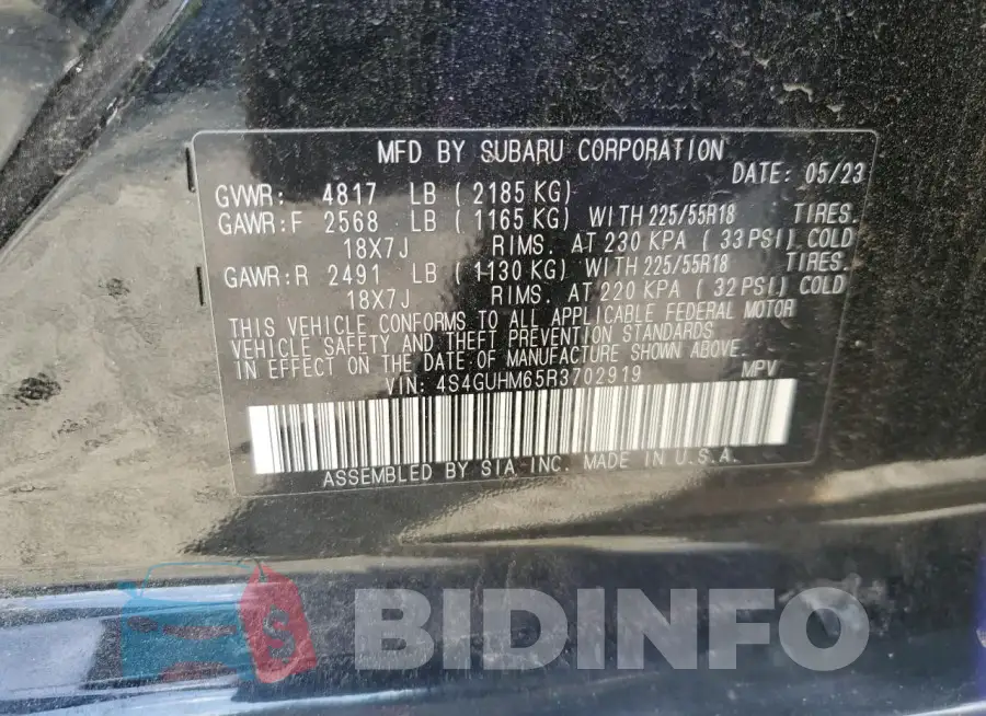 4S4GUHM65R3702919 Photo# 14