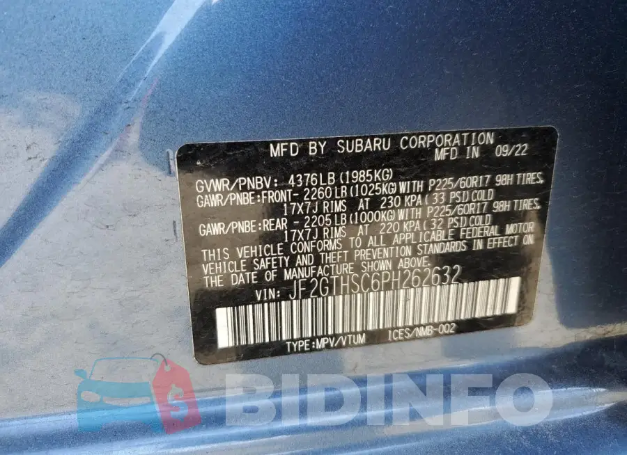 JF2GTHSC6PH262632 Photo# 13
