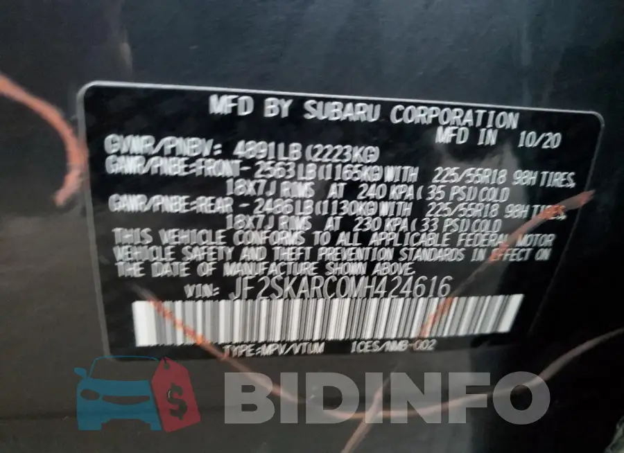 JF2SKARC0MH424616 Photo# 13