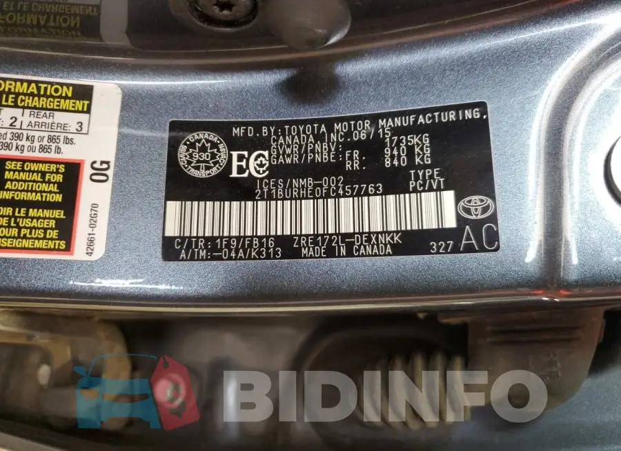 2T1BURHE0FC457763 Photo# 13