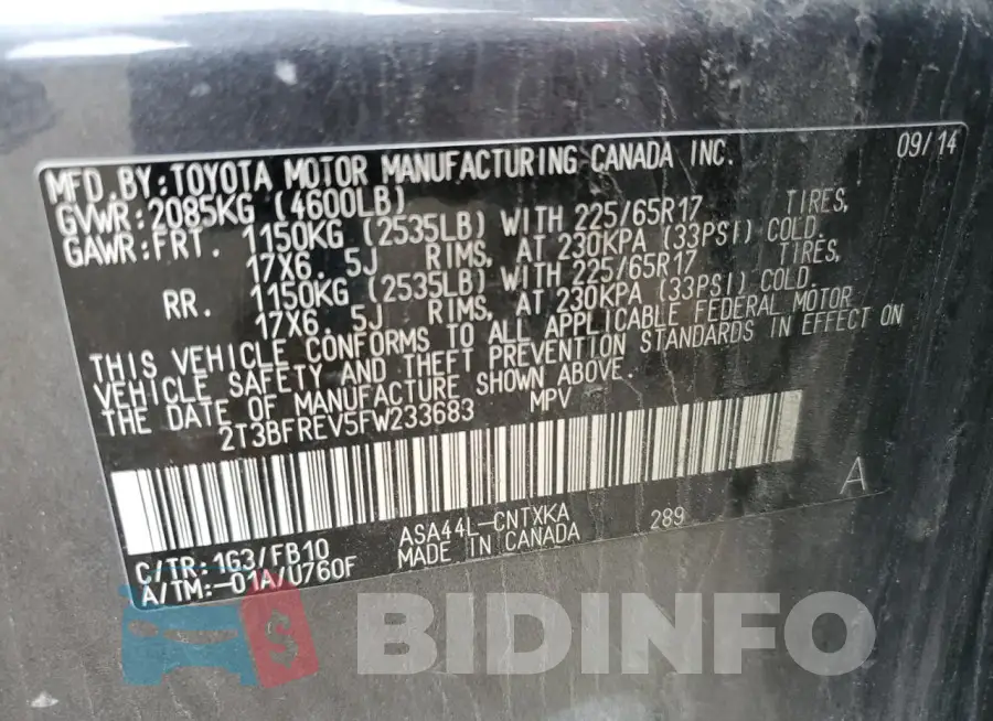 2T3BFREV5FW233683 Photo# 13