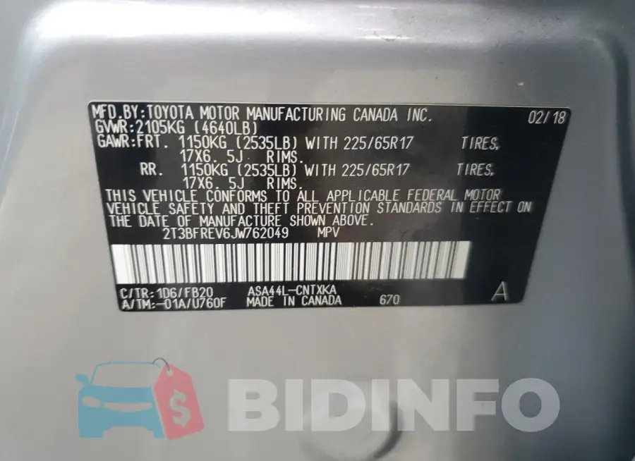 2T3BFREV6JW762049 Photo# 13