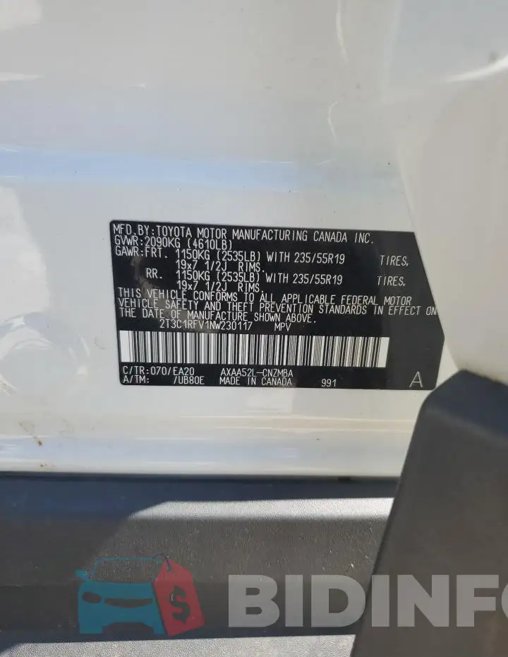 2T3C1RFV1NW230117 Photo# 13