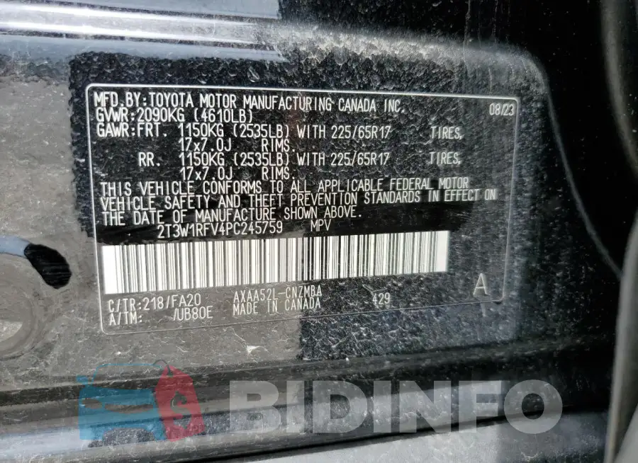 2T3W1RFV4PC245759 Photo# 13