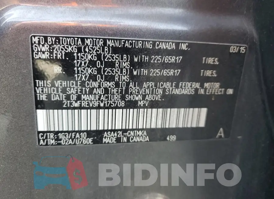 2T3WFREV9FW175708 Photo# 12