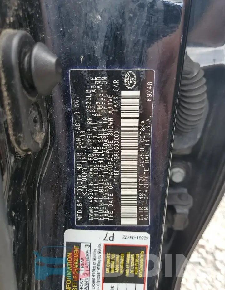 4T1BF1FK5GU603000 Photo# 12