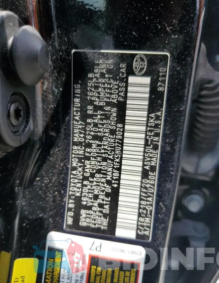 4T1BF1FK5HU779028 Photo# 12