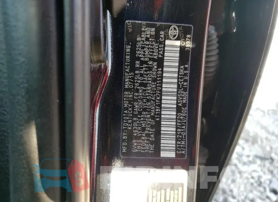 4T1BF1FK7FU111194 Photo# 13