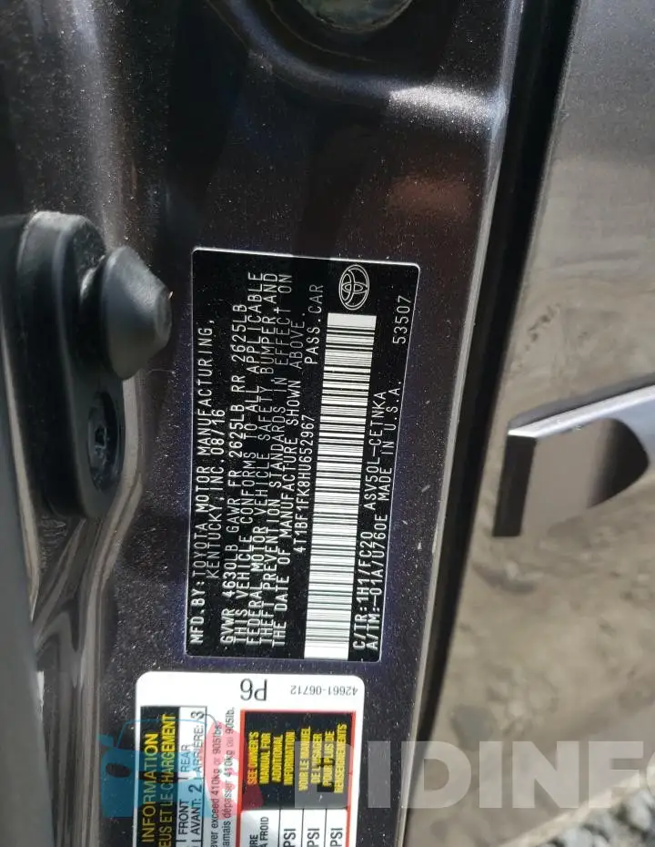 4T1BF1FK8HU652967 Photo# 12