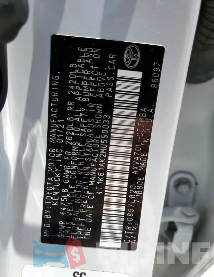 4T1K61AK2MU550033 Photo# 12