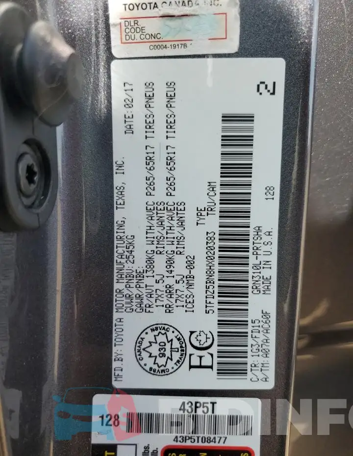5TFDZ5BN8HX020383 Photo# 12