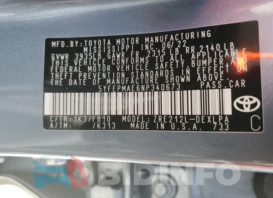 5YFEPMAE6NP340673 Photo# 13