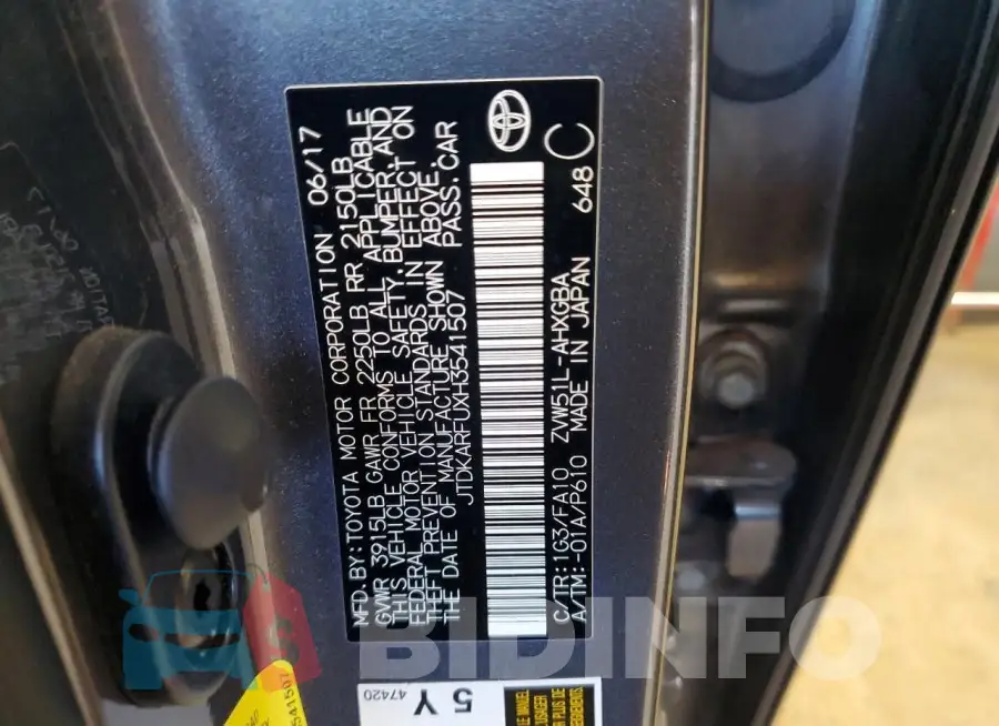 JTDKARFUXH3541507 Photo# 12
