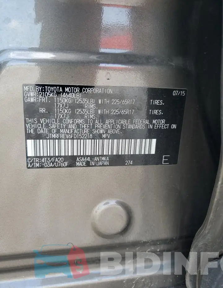 JTMRFREV6FD152218 Photo# 13
