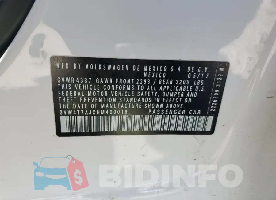 3VW4T7AJXHM400016 Photo# 12