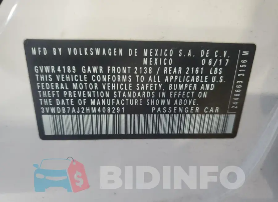 3VWDB7AJ2HM408291 Photo# 12