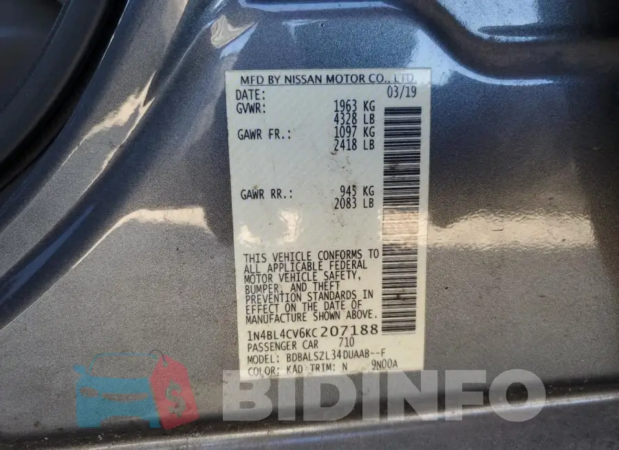 1N4BL4CV6KC207188 Photo# 13