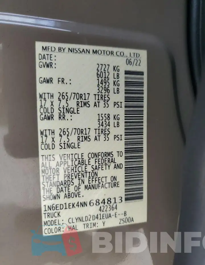 1N6ED1EK4NN684813 Photo# 12