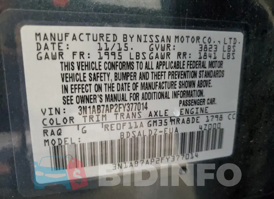 3N1AB7AP2FY377014 Photo# 12