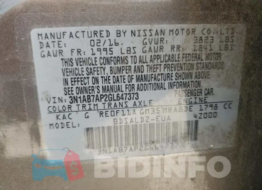 3N1AB7AP2GL647373 Photo# 13