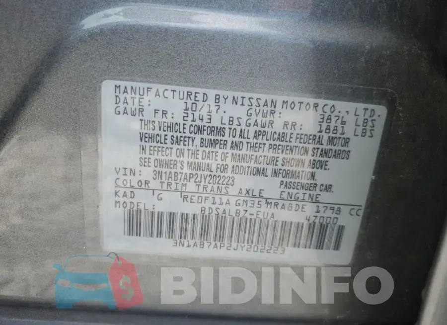 3N1AB7AP2JY202223 Photo# 12