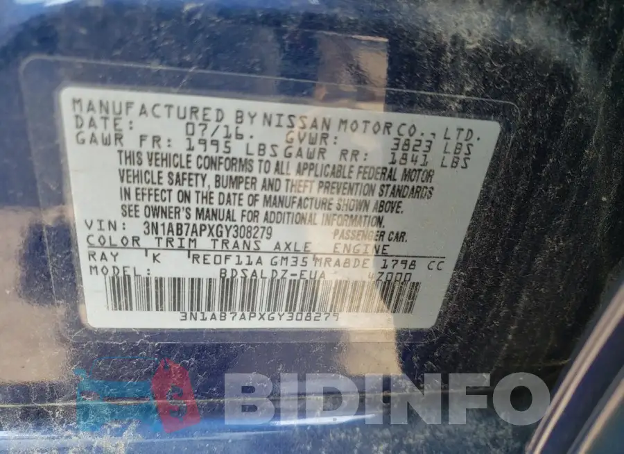 3N1AB7APXGY308279 Photo# 13