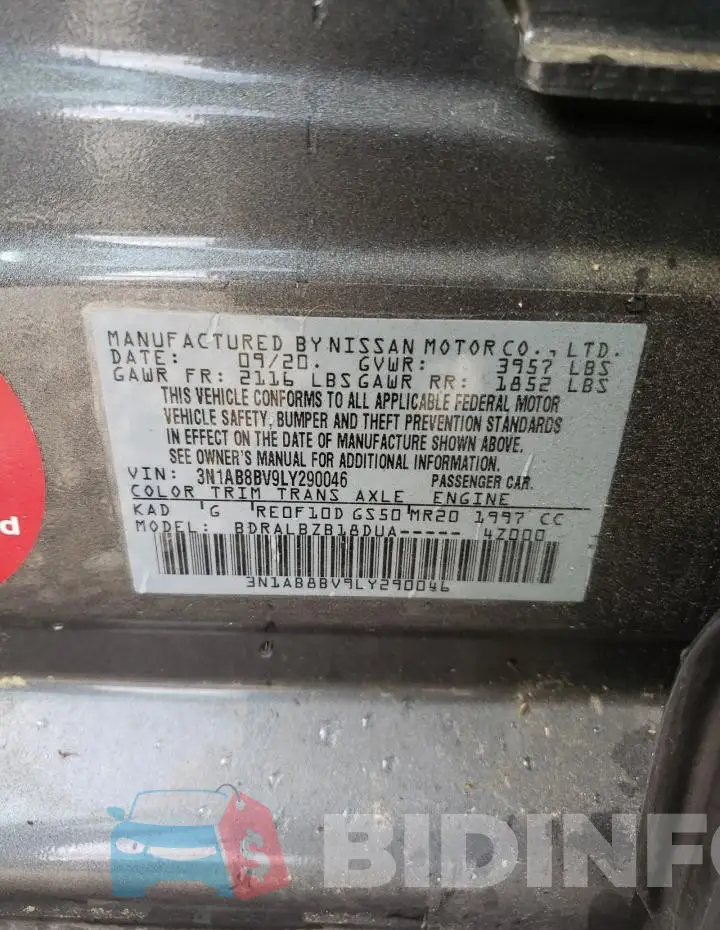 3N1AB8BV9LY290046 Photo# 13