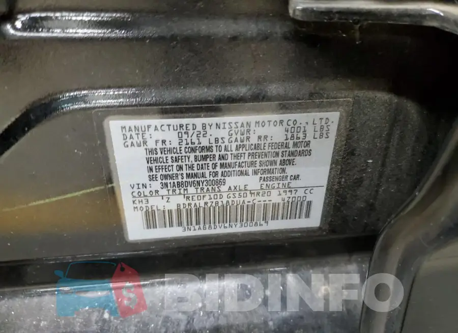 3N1AB8DV6NY300869 Photo# 12