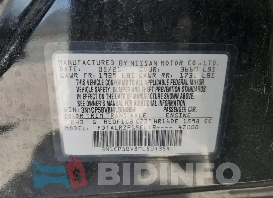 3N1CP5BV8ML504354 Photo# 13