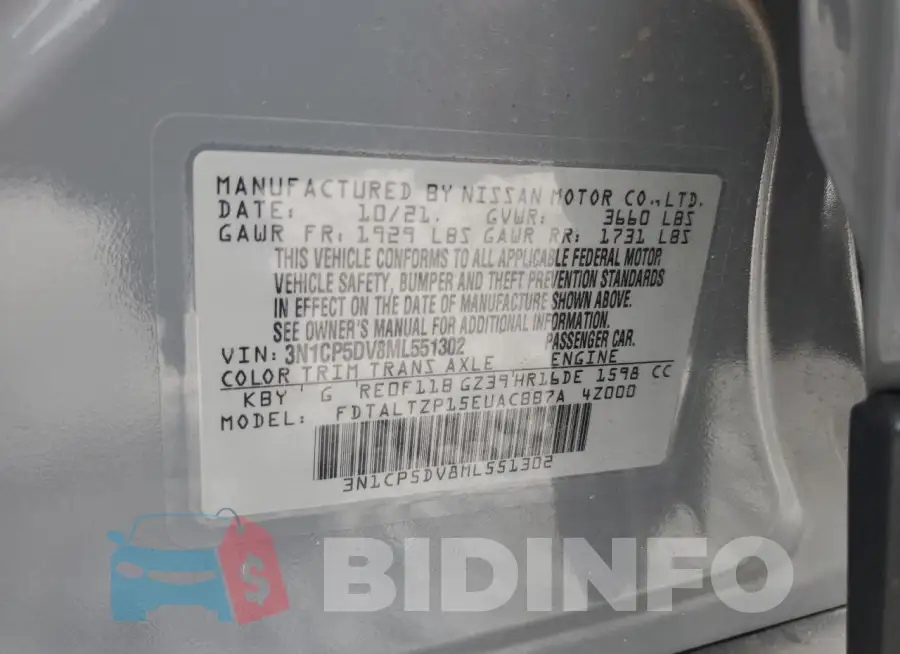 3N1CP5DV8ML551302 Photo# 13