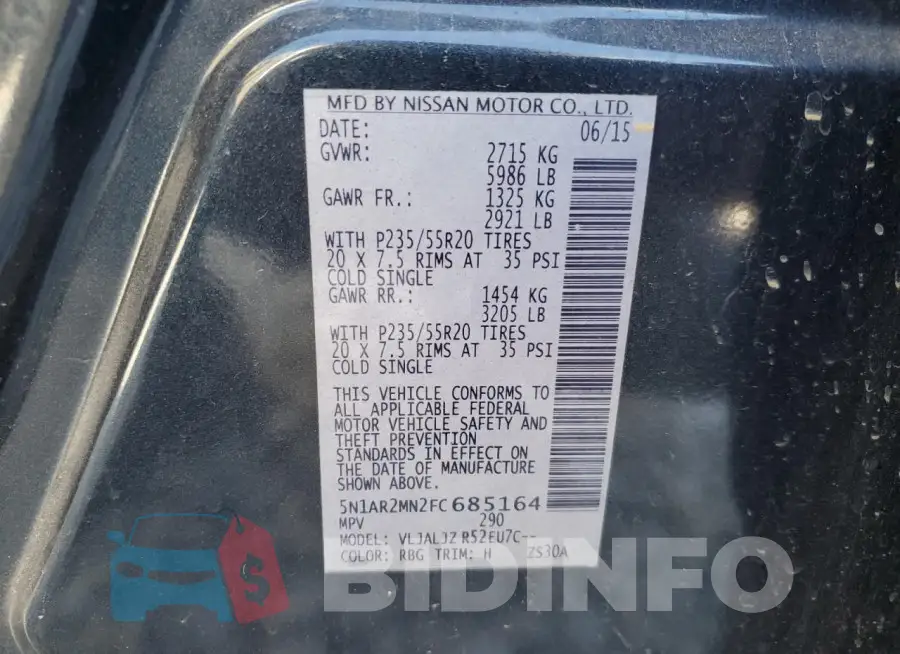 5N1AR2MN2FC685164 Photo# 13